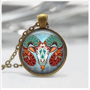 Aries Zodiac Glass Pendant - Zodiac Jewelry